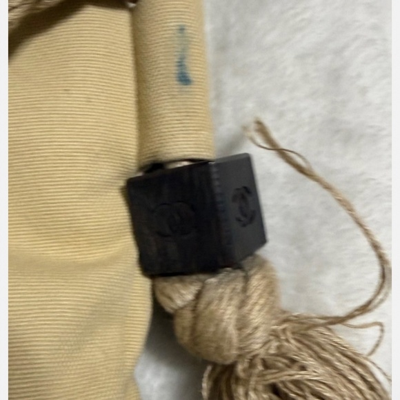 Chanel Fishnet Rope Coco Mark Camellia Tote Handbag Canvas Leather Beige - Picture 5 of 11